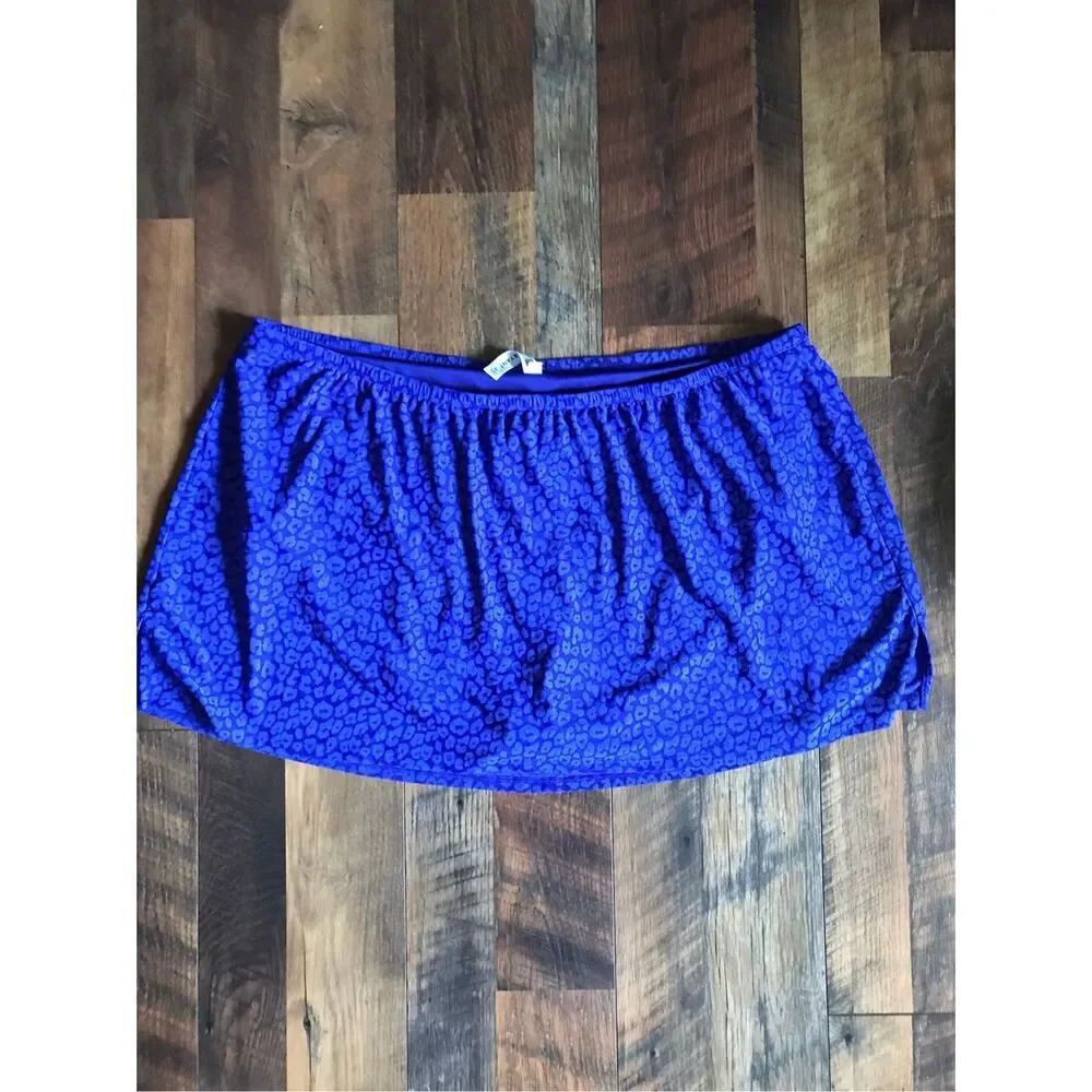 Lane Bryant SZ 24 blue leopard print swimsuit bottom skirt
